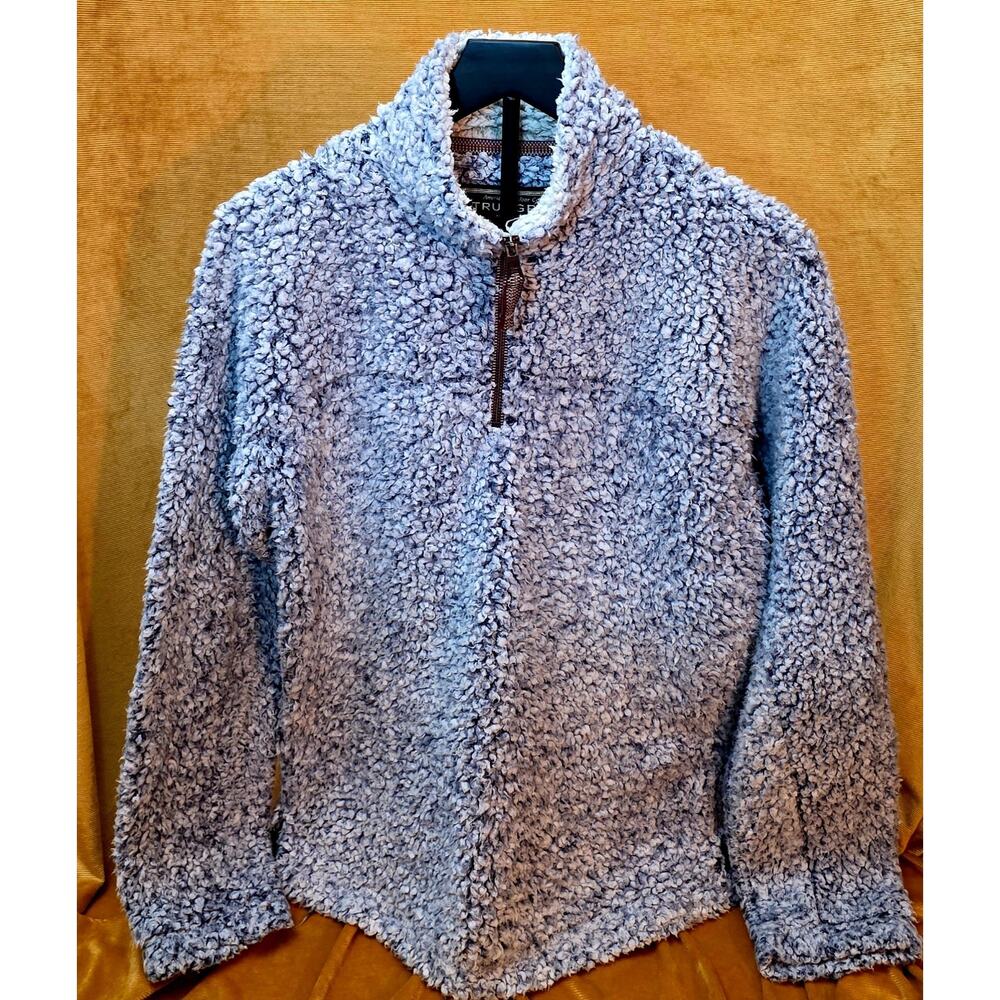 Men’s True Grit Sherpa Fleece Pullover Sweater Sz XS Gray Quarter Zip Warm C17